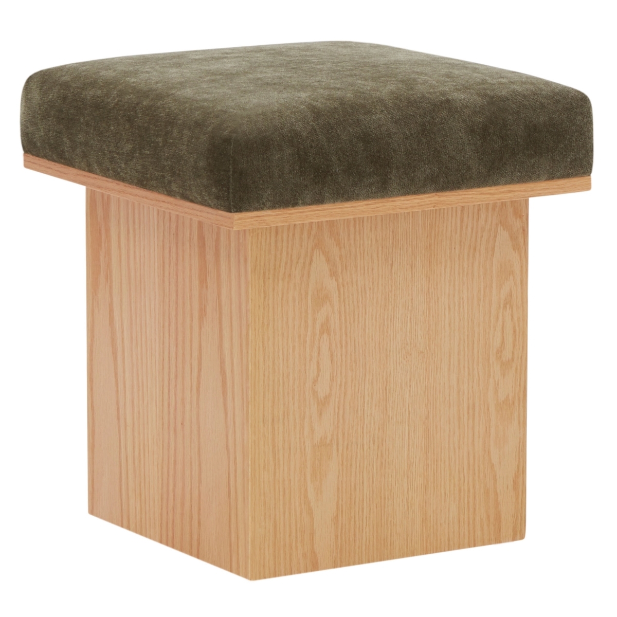 Bourke Velvet Square Ottoman - Dark Olive/Natural - Image 3