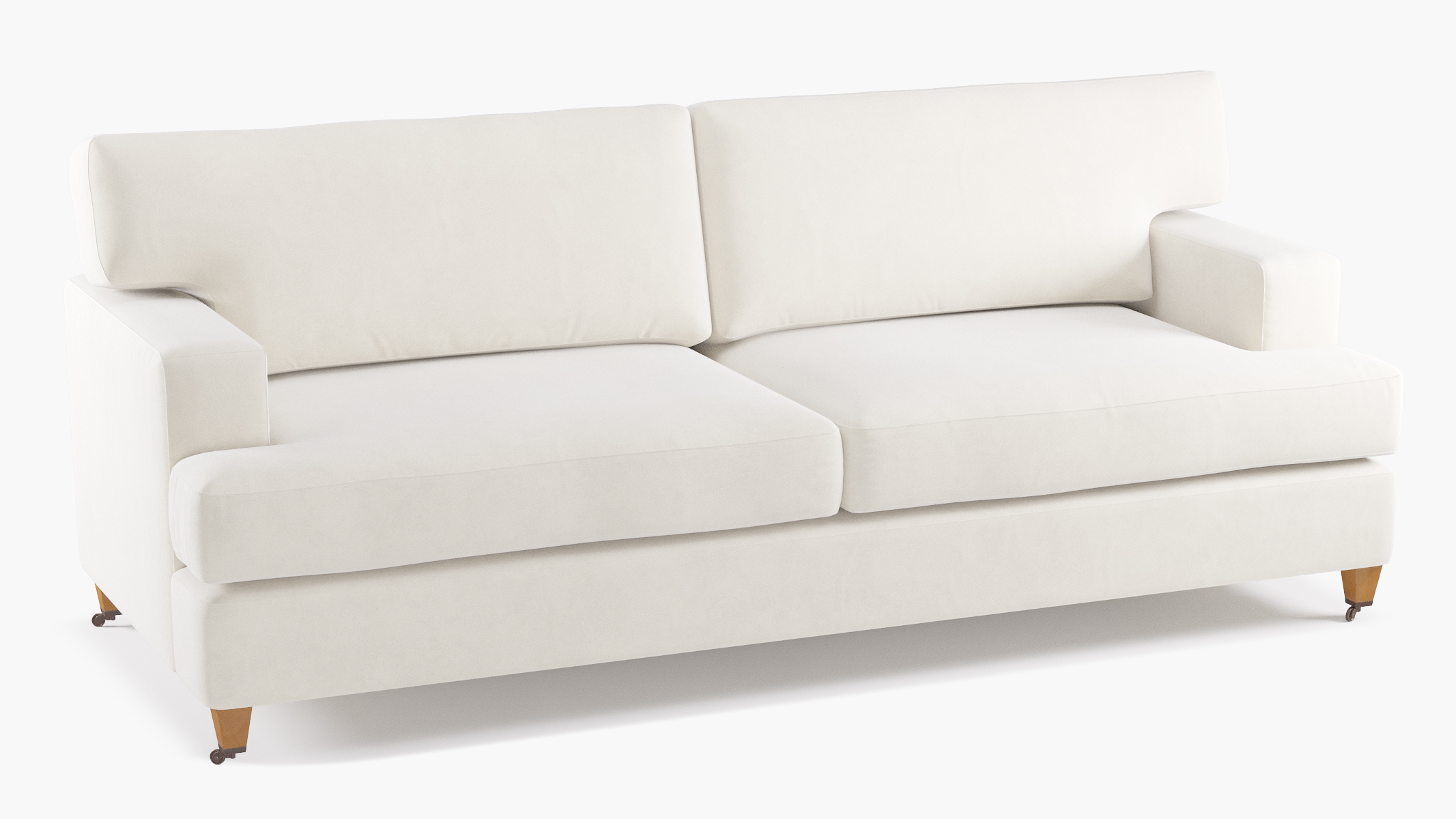 Classic Sofa, White Classic Velvet, Oak - Image 1