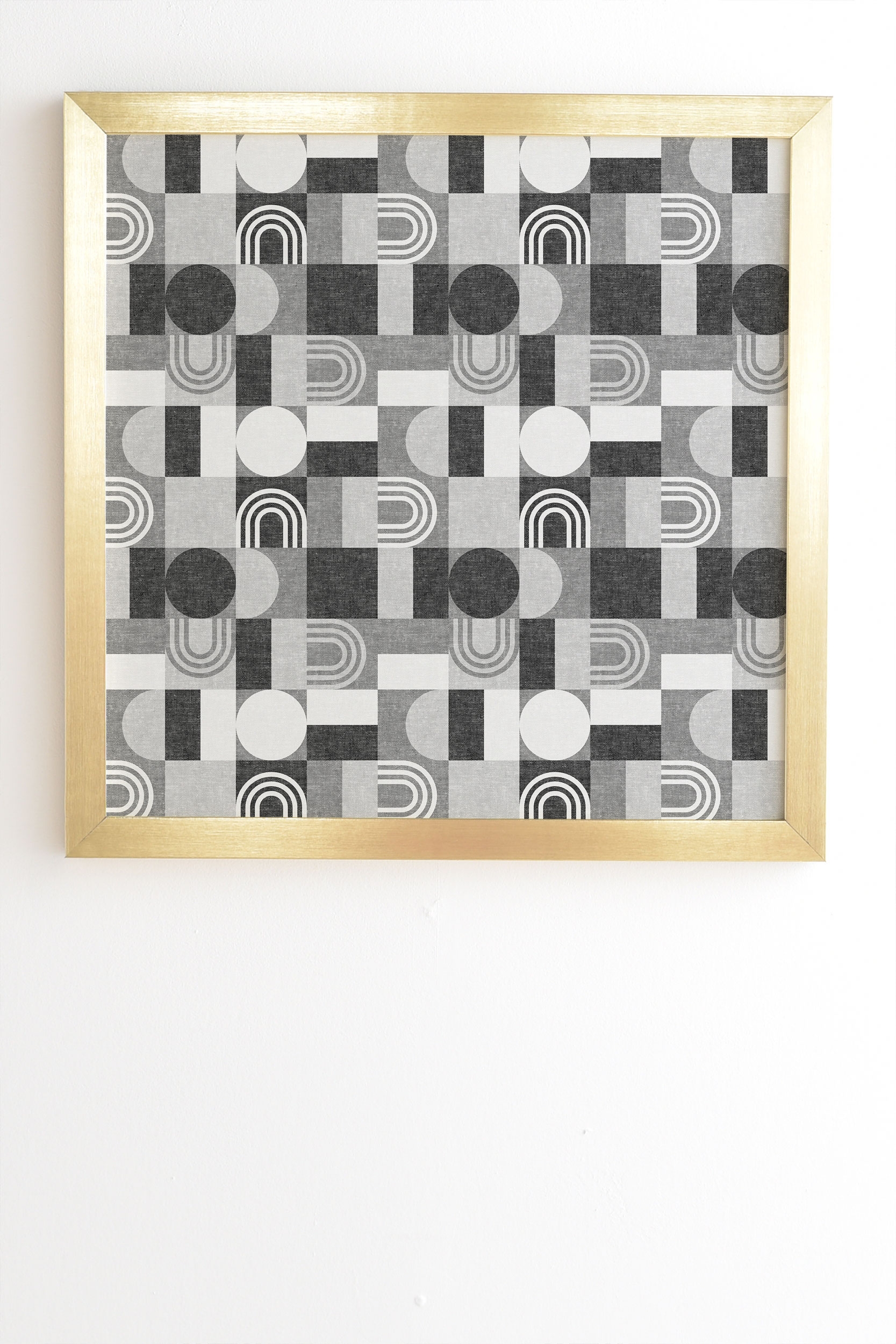Geometric Patchwork Gray by Little Arrow Design Co - Framed Wall Art Basic Gold 19" x 22.4" - Image 1