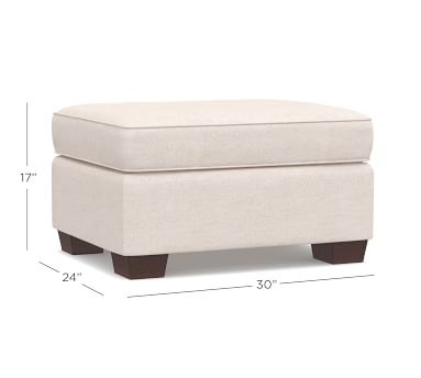 PB Comfort Upholstered Storage Ottoman, Box Edge, Polyester Wrapped Cushions, Chenille Basketweave Pebble - Image 2