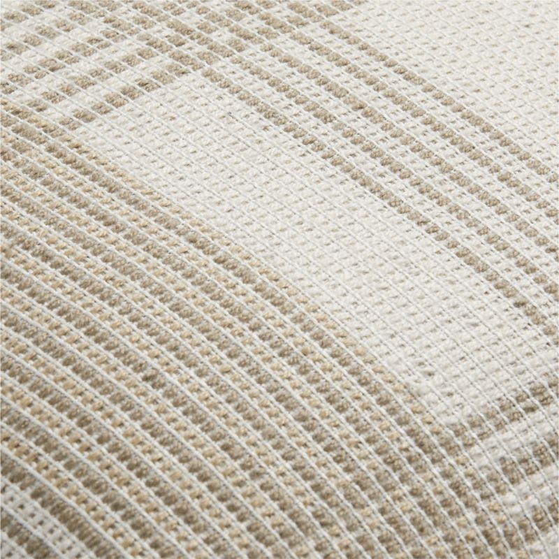Loggia Tan 20"x20" Plaid Outdoor Throw Pillow - Image 2