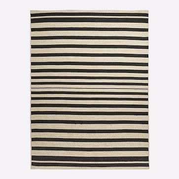 Woven Cable Stripe All Weat Rug, 8'x10', Black - Image 0