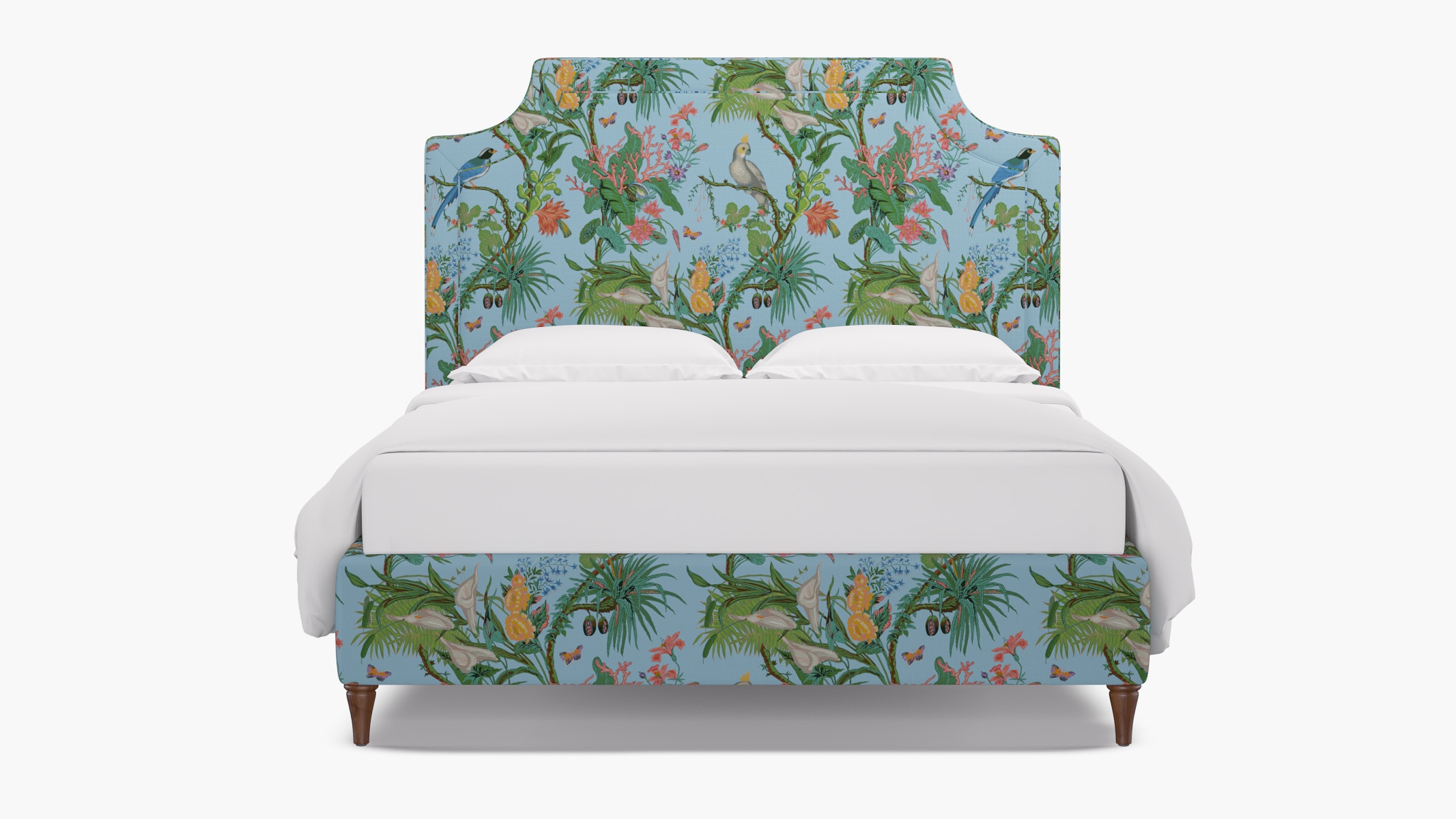 Deco Bed, Sky Cinque Terra, Walnut Decorative Tapered Leg, King - Image 0