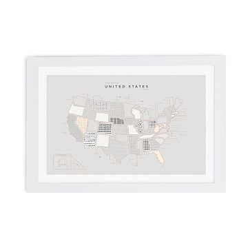 USA Letterpress Map Print, Natural Frame, 24"x36" - Image 2
