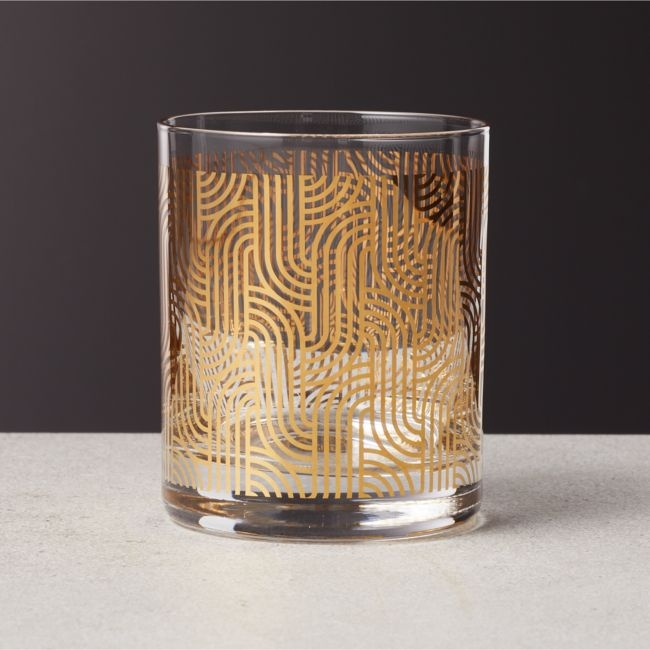 Lindy Gold Metallic Double Old-Fashioned Glass - Image 0