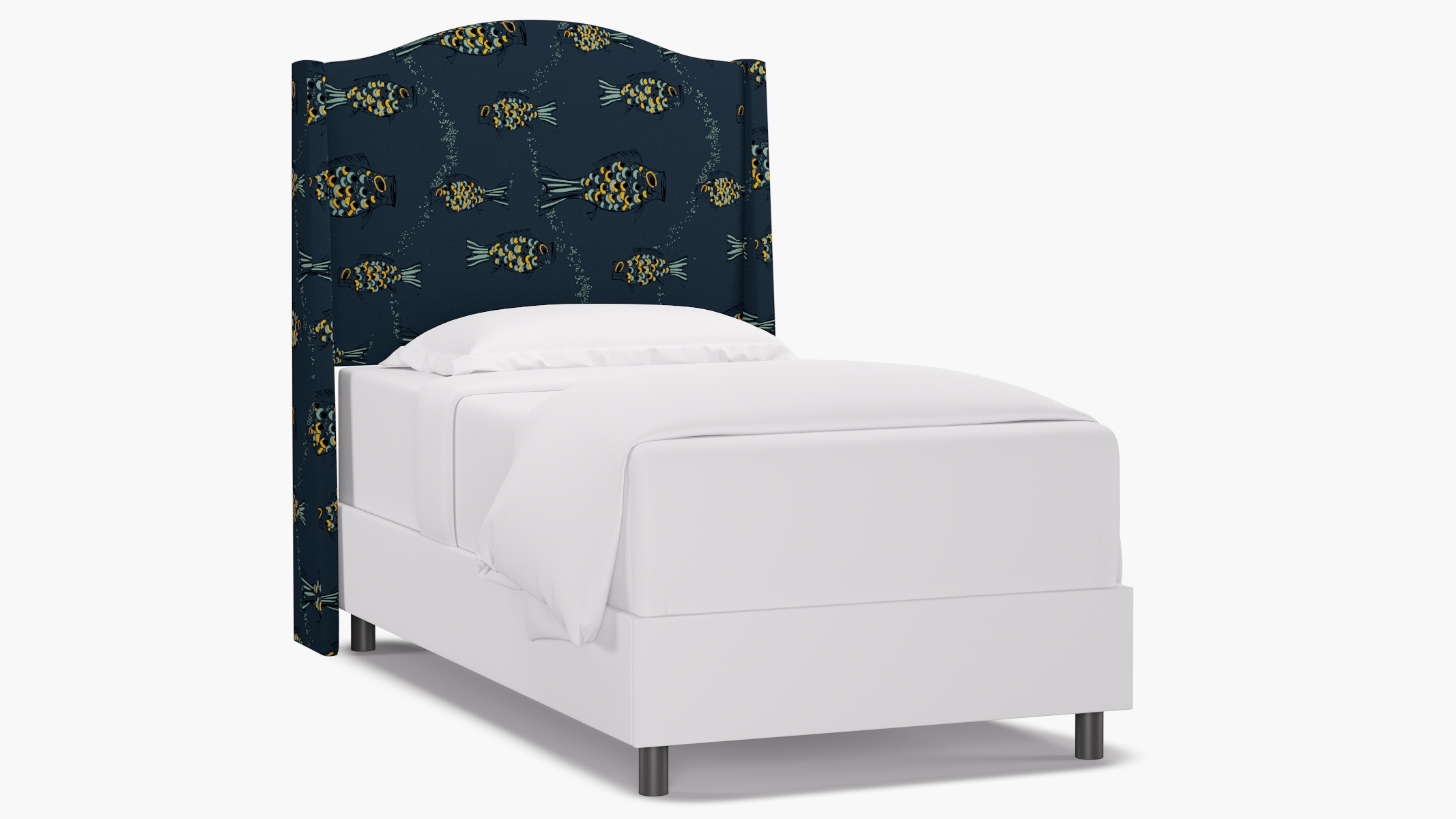 Classic Wingback Headboard, Indigo Sakana, Twin - Image 0