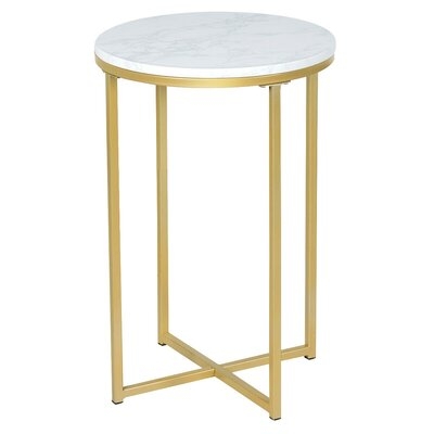 X-Shaped Marble Top Small Round Side Table End Table - Image 0