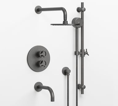 Tilden Thermostatic Cross-Handle Bathtub & Hand-Held Shower Faucet Set, Polished Nickel - Image 1