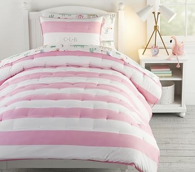 Rugby Stripe Comforter, Standard Sham, Pink - Image 5