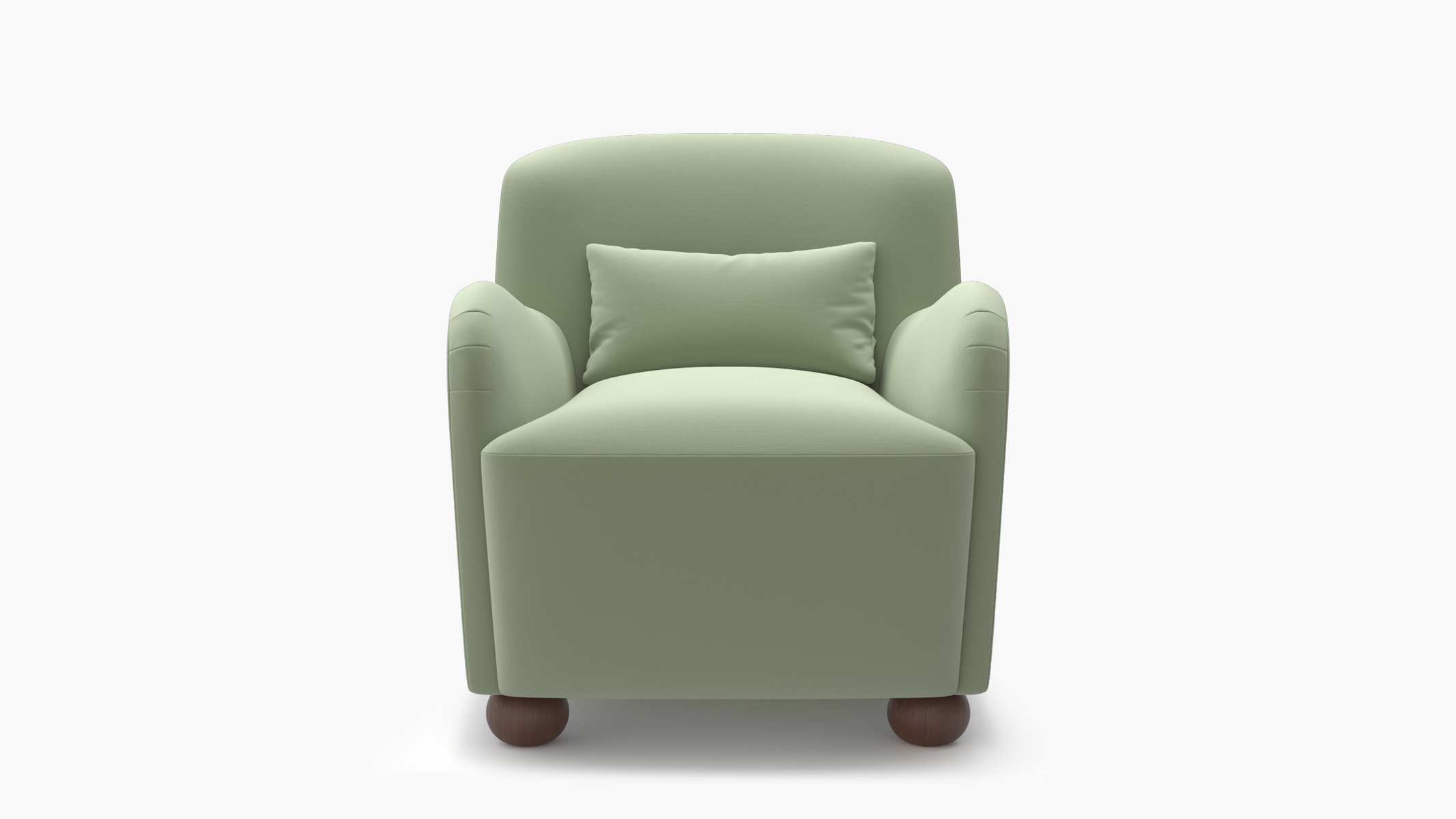 Club Chair, Celadon Performance Plush Velvet, Walnut Bun Foot - Image 0