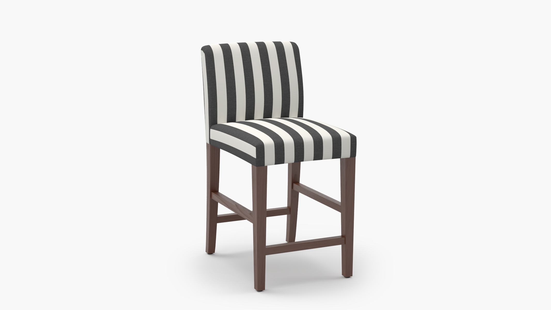 Signature Dining Counter Stool, Ink Cabana Stripe, Walnut Square Tapered Leg - Image 1