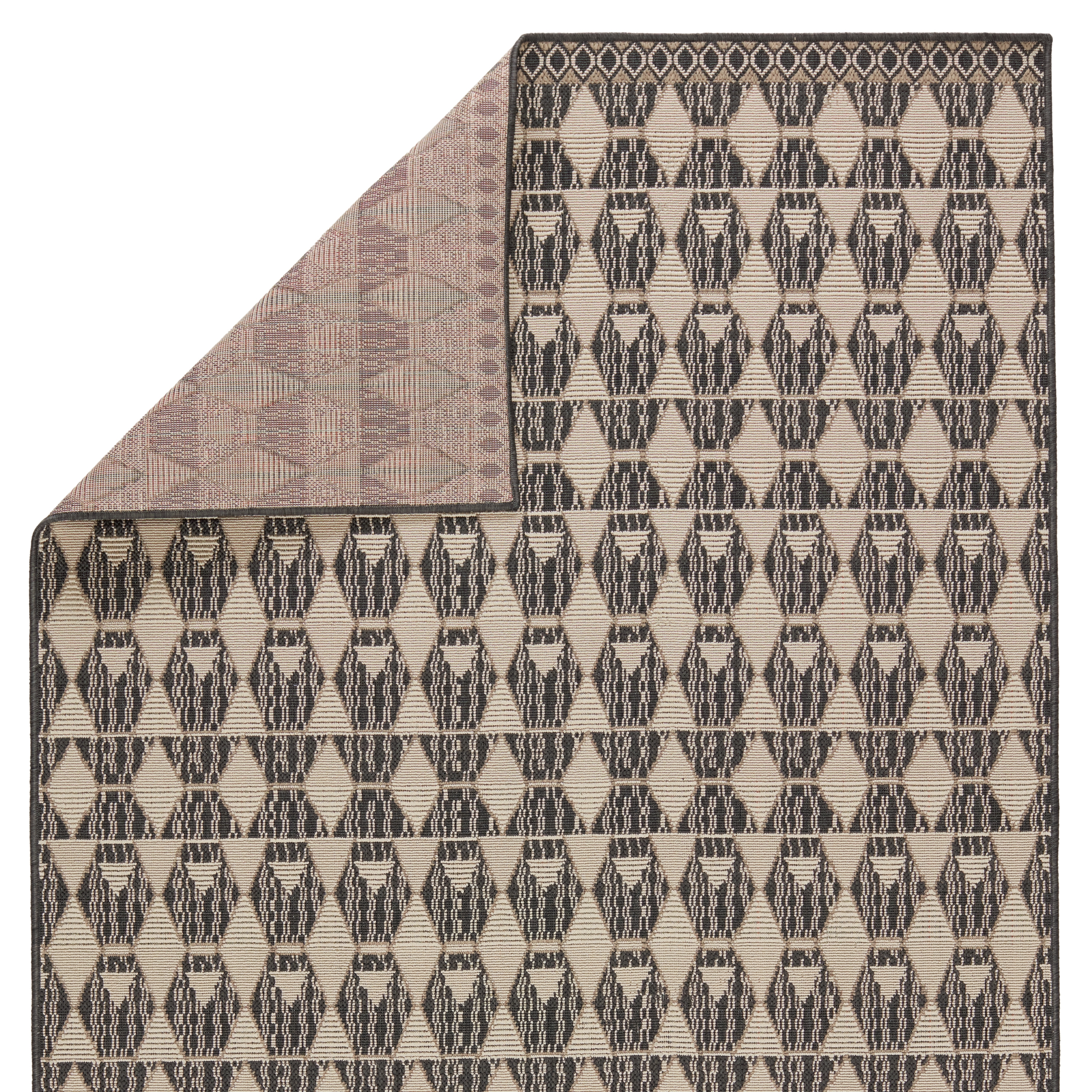 Vibe by Maji Indoor/ Outdoor Geometric Black/ Beige Area Rug (2'X3') - Image 2