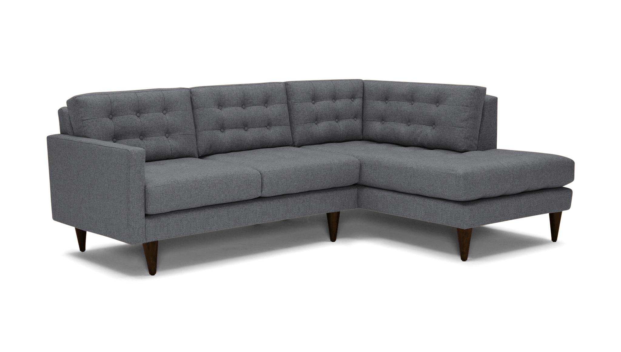 Gray Eliot Mid Century Modern Apartment Sectional with Bumper - Essence Ash - Mocha - Right  - Image 0