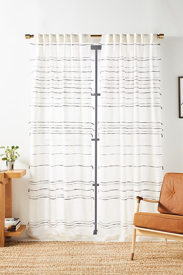 Woven Taylor Striped Curtain By Anthropologie in White Size 50X108 - Image 0