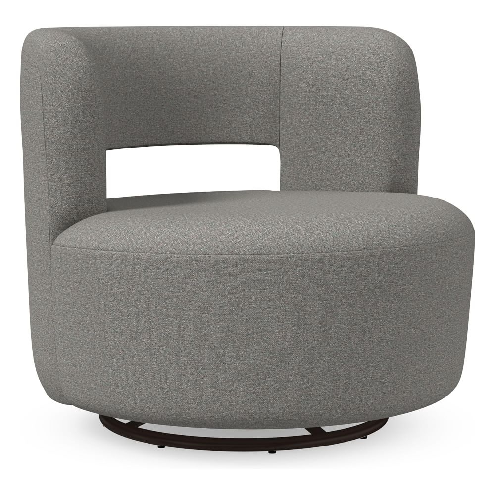 Millie Swivel Chair, Poly, Chenille Tweed, Silver, Concealed Supports - Image 0
