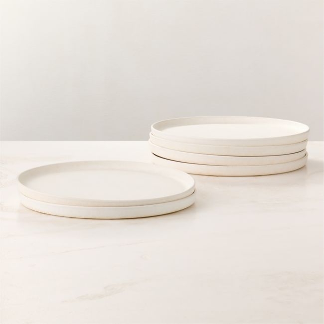 Drift White Dinner Plates with Reactive Glaze Set of 6 - Image 0