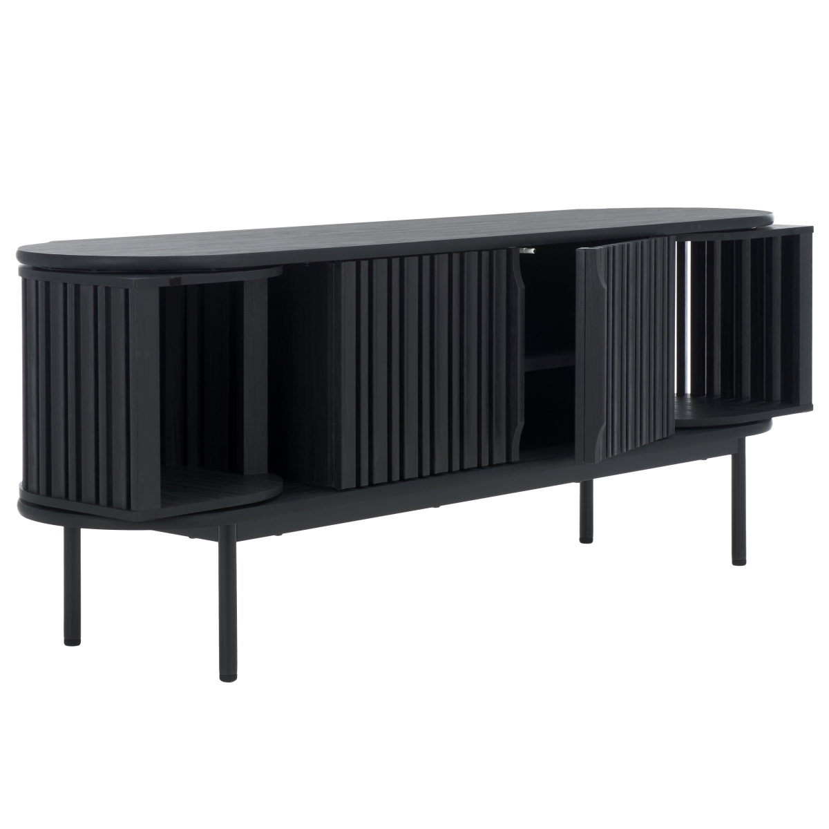 Enid 4 Door Media Stand - Black - Safavieh - Image 7