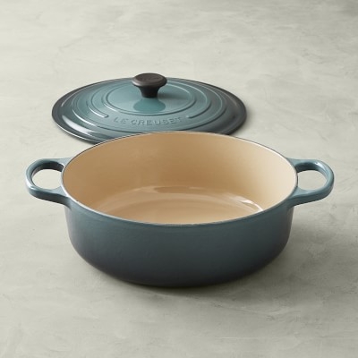 Le Creuset Signature Enameled Cast Iron Round Wide Dutch Oven, 6 3/4-Qt., French Grey - Image 4