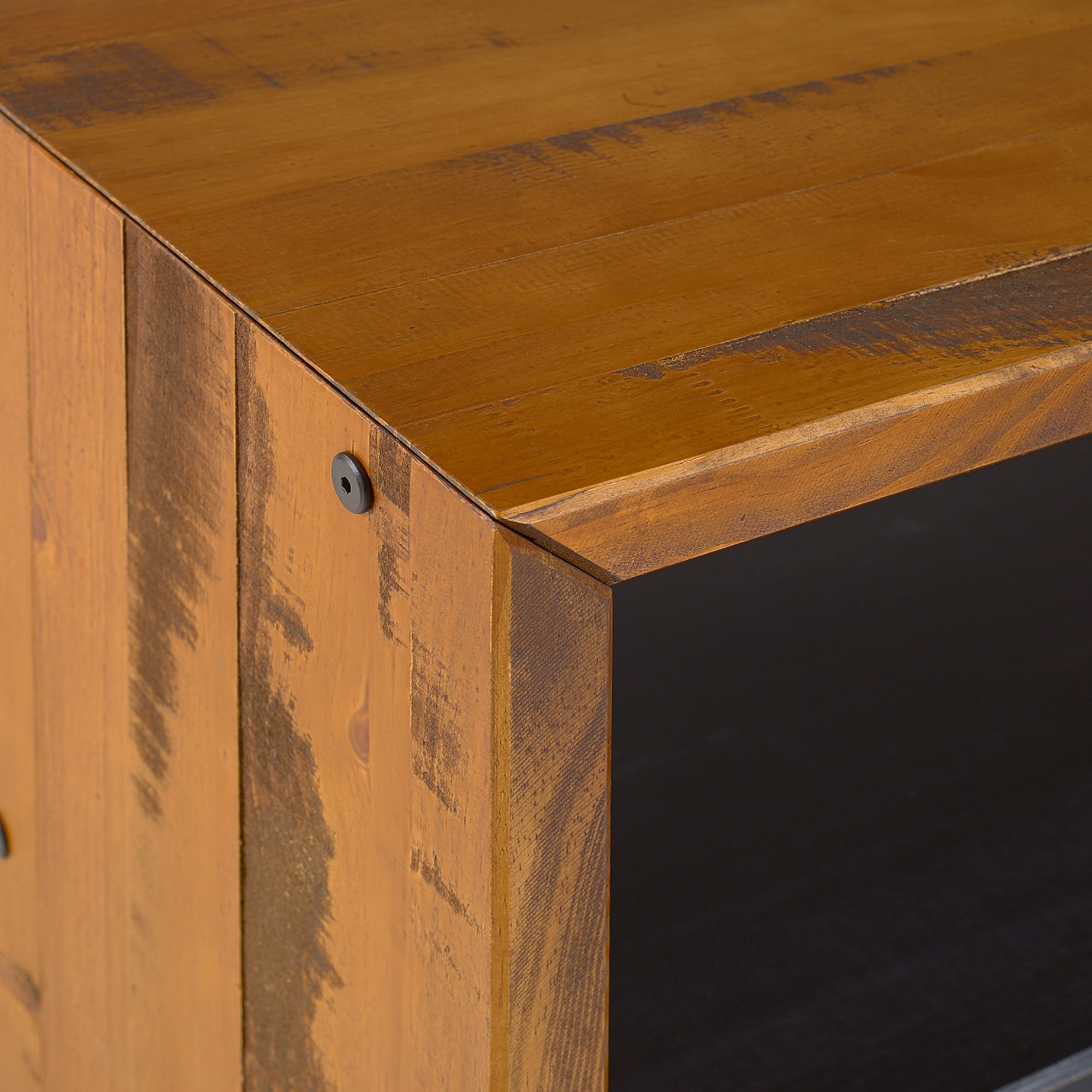 Alpine 58" Rustic Two-Tone Solid Wood Entry Bench - Amber - Image 5