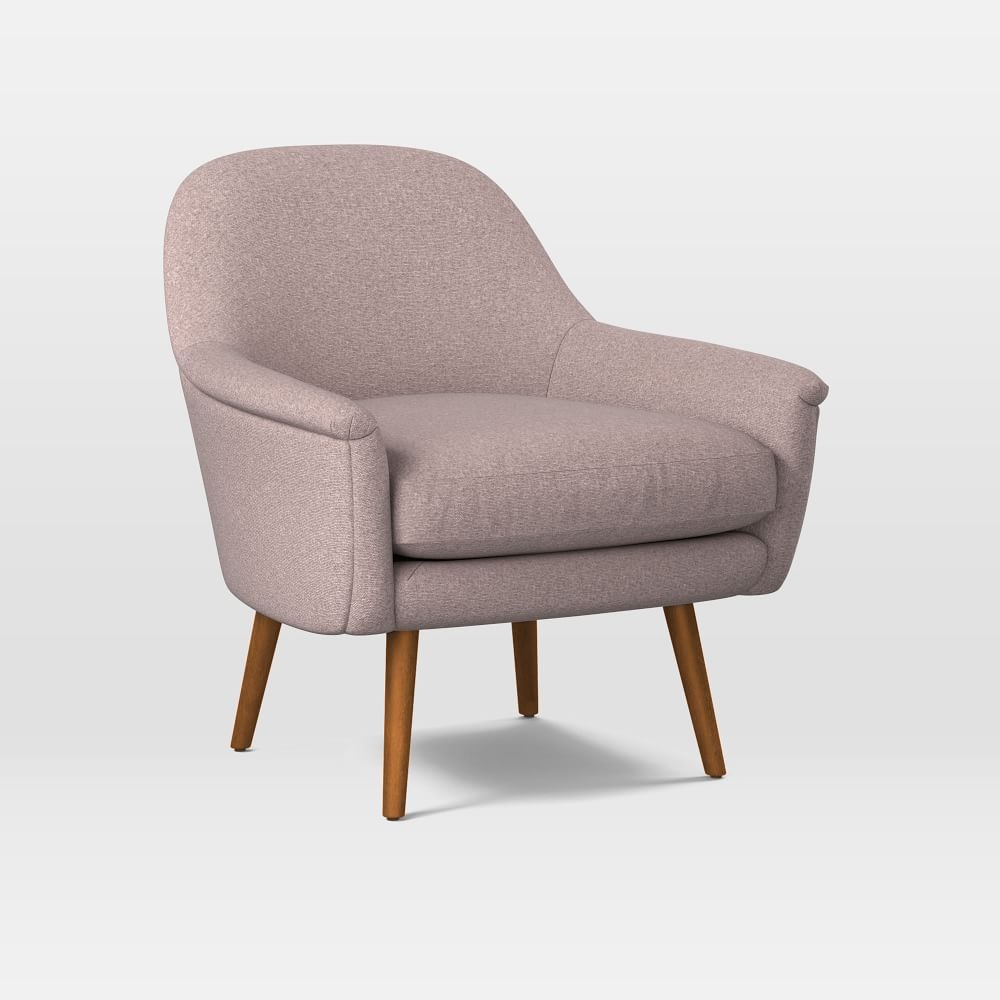 Phoebe Midcentury Chair, Poly, Distressed Velvet, Mauve, Pecan - Image 0