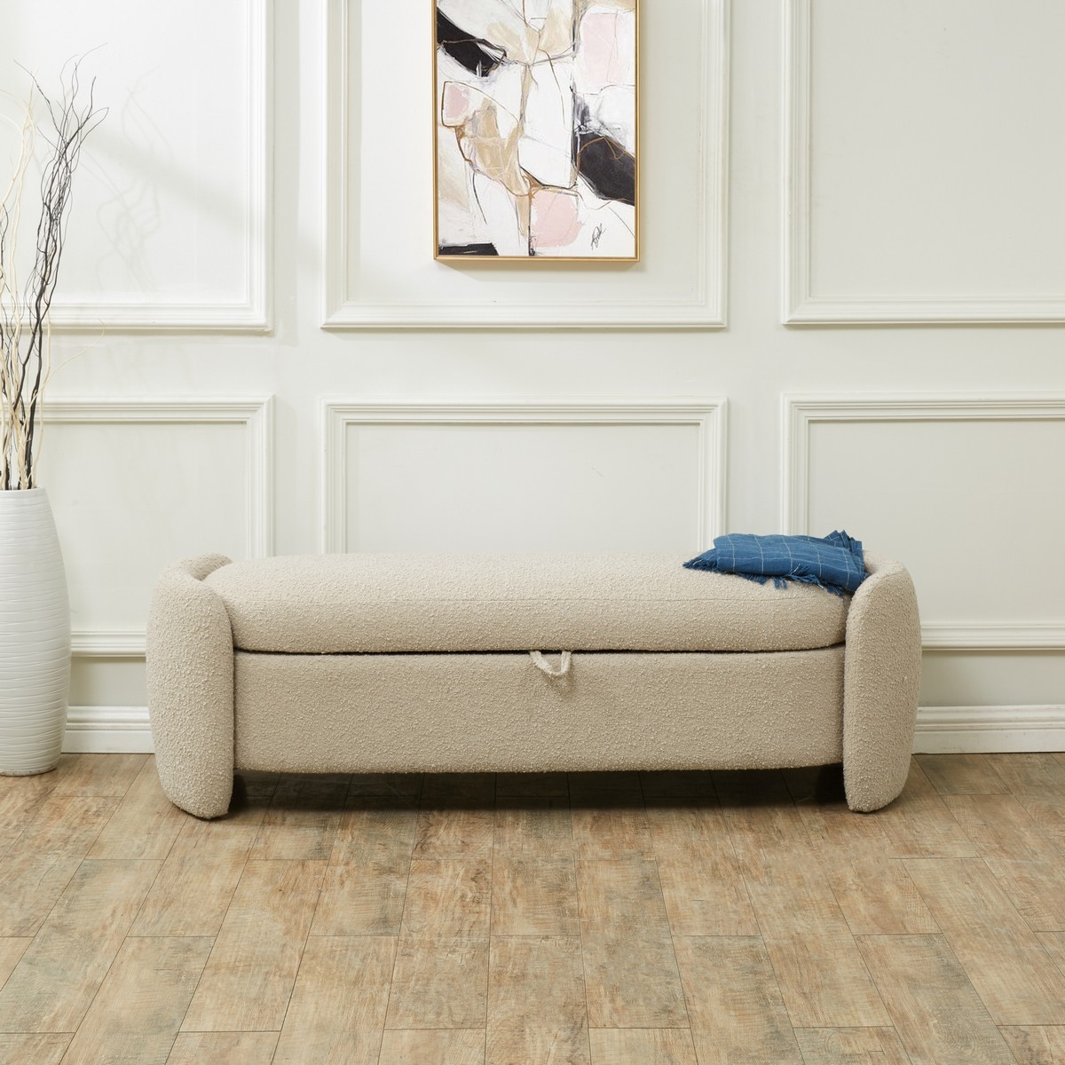 Danianna Boucle Bench - Oatmeal - Image 1
