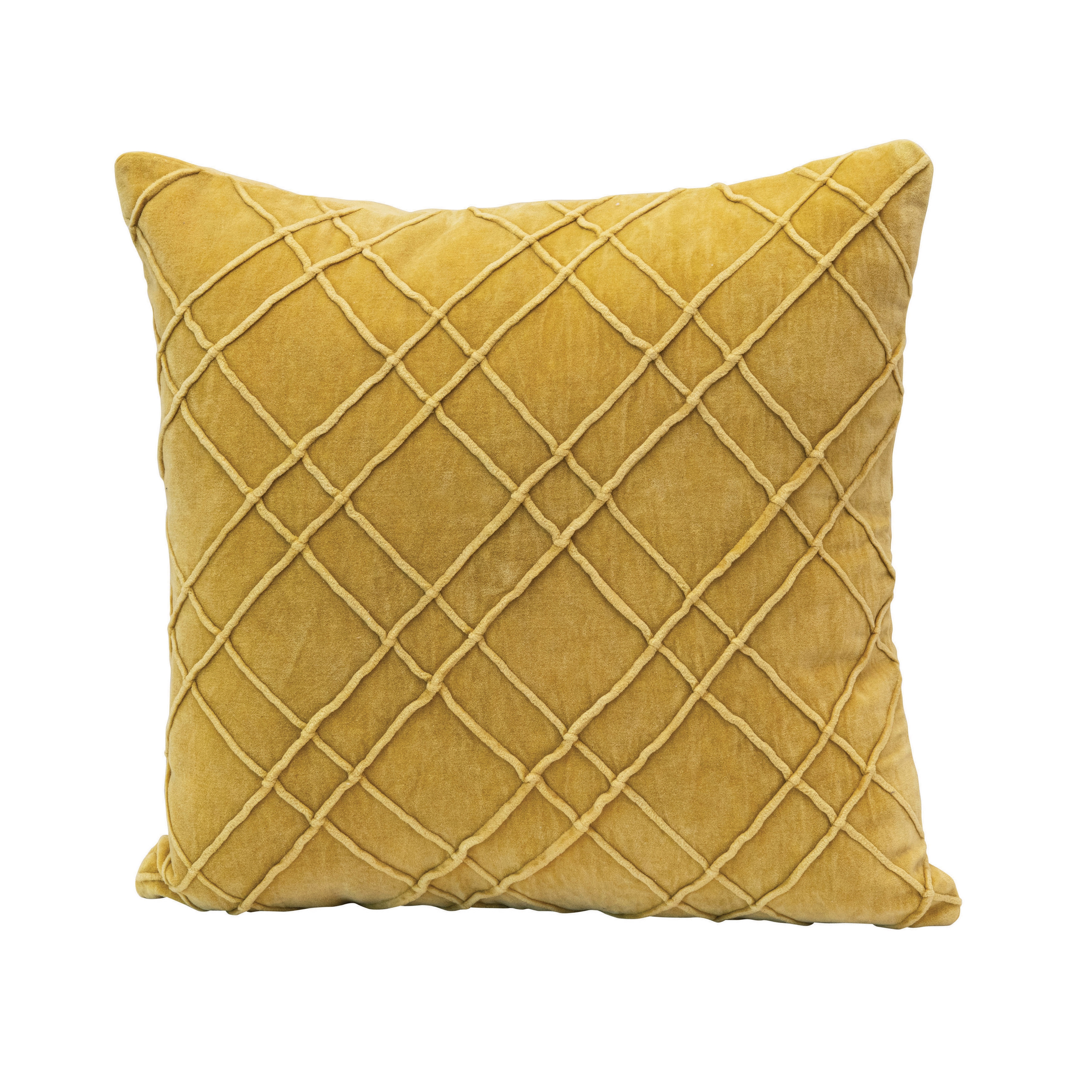 Cotton Velvet Pillow, Mustard Color - Image 0