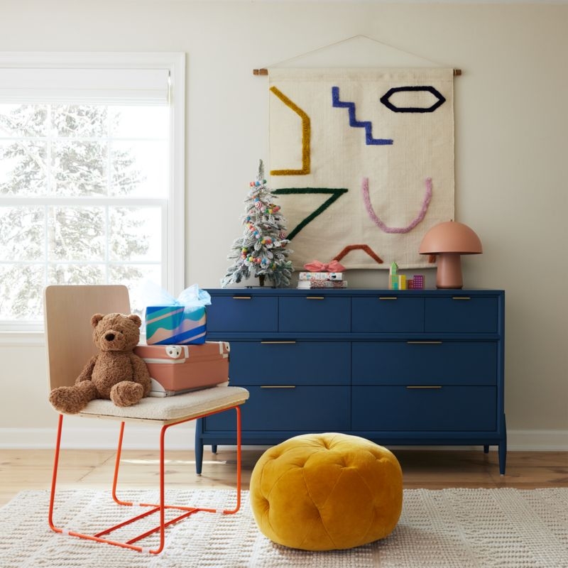 Bodie 54" Blue Wood Wide 8-Drawer Kids Dresser - Image 2