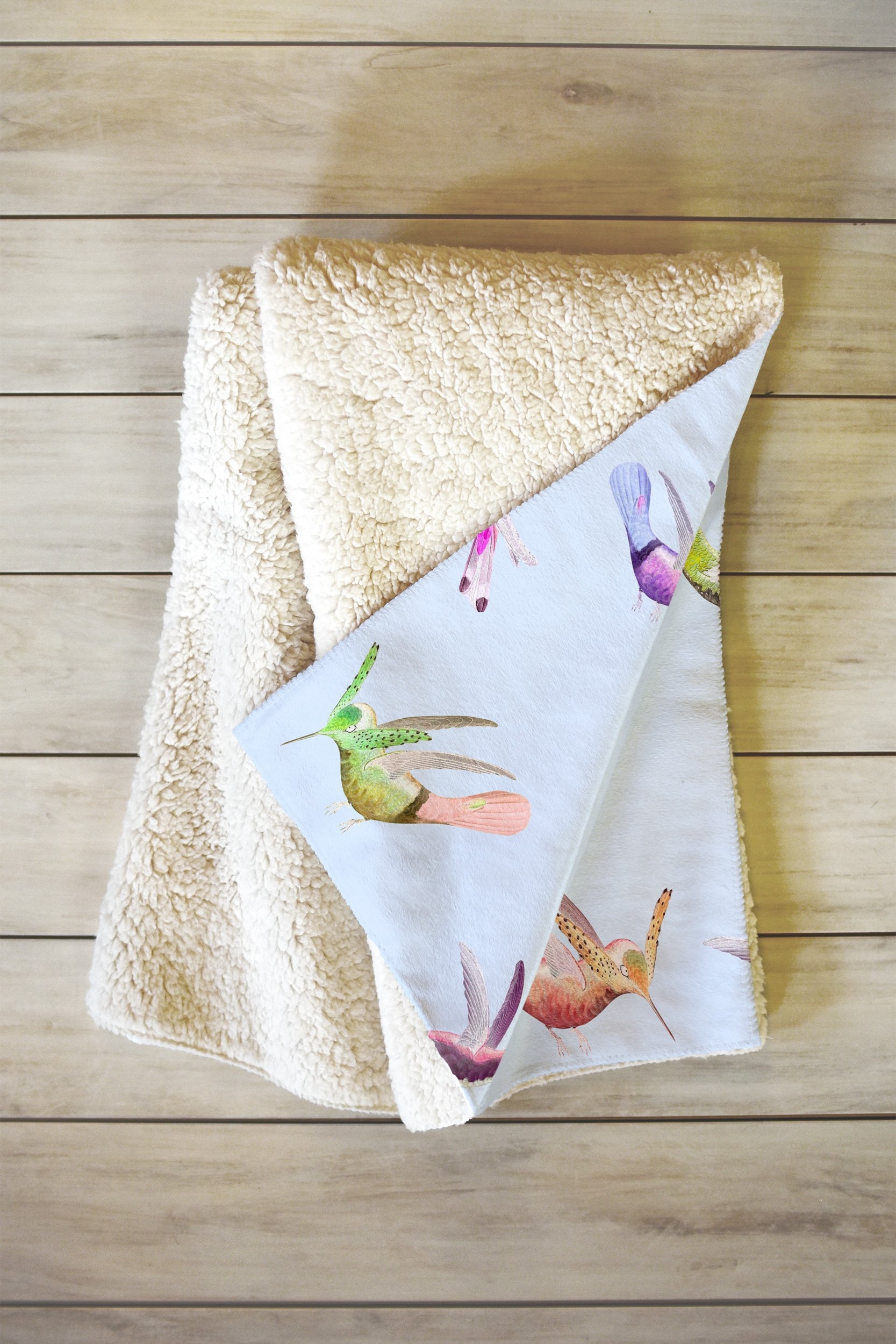 Iveta Abolina Colibri Garden Fleece Throw Blanket - Large 80" x 60" - Image 1