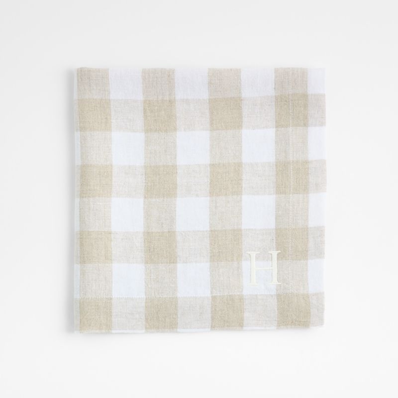 Marin White and Natural Buffalo Check EUROPEAN FLAX ™-Certified Linen Dinner Napkin - Image 3