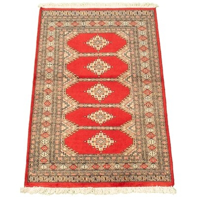 One-of-a-Kind Hand-Knotted New Age 3'2" x 4'11" Wool Area Rug in Red - Image 0