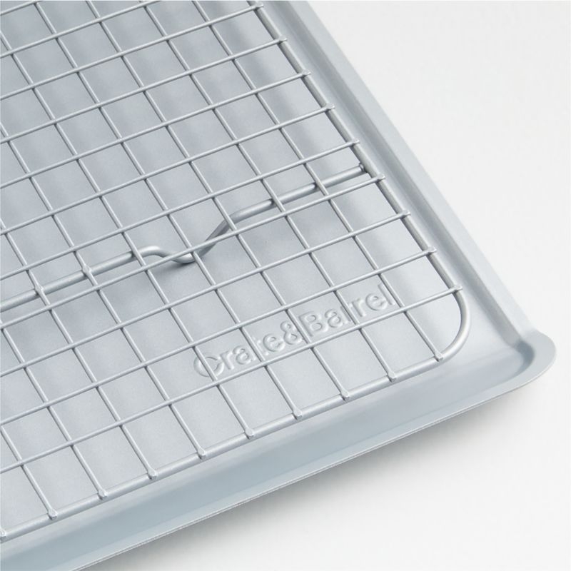 Crate & Barrel Silver 3-Piece Non-Stick Cookie Sheet and Cooling Rack Set - Image 2