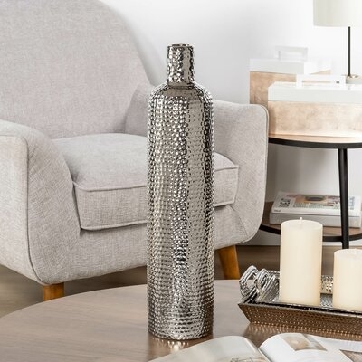 Isaacs Hammered Tower Bottle Ceramic Table Vase - Image 0