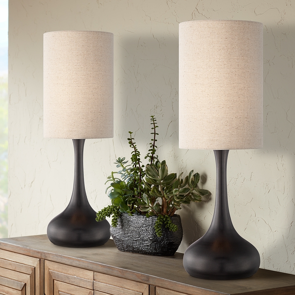 360 Lighting Espresso Bronze 24 1/2" Droplet Table Lamps Set of 2 - Image 0
