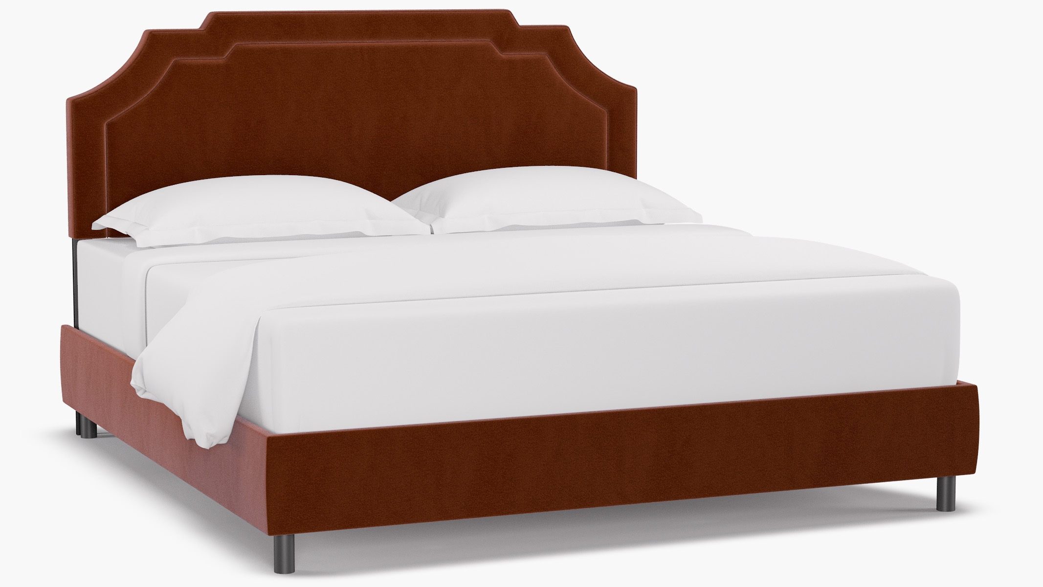 Art Deco Bed, Rust Classic Velvet, King - Image 1