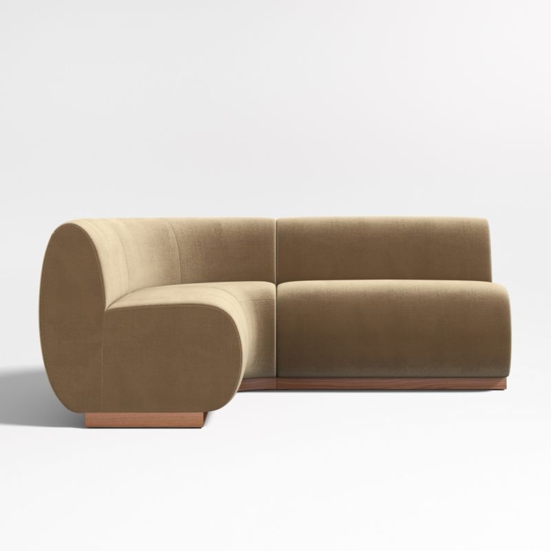 Leandro Ochre Brown Single L-Shaped Loveseat Dining Banquette with Rounded Corner - Image 1