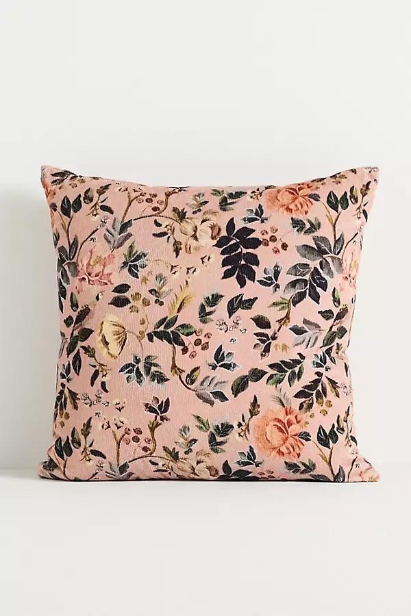 Seren Velvet Corduroy Printed Floral Pillow - Image 0
