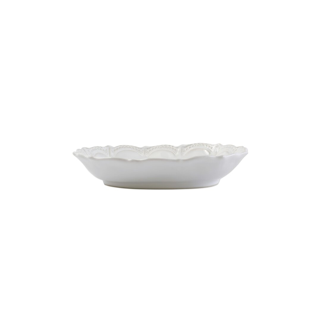 VIETRI Incanto Stone White Lace Small Oval Bowl - Image 0
