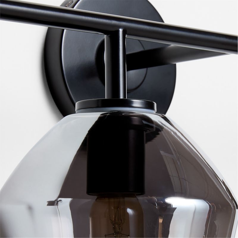 Arren Black 4-Light Wall Sconce Light with Silver Glass Angled Shade - Image 4