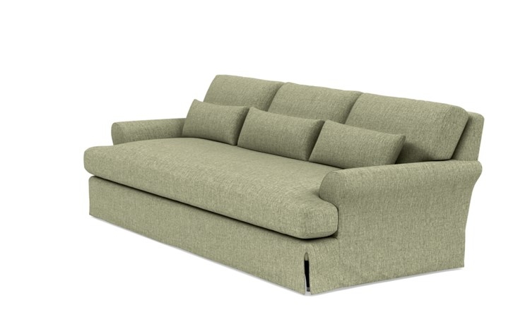 Maxwell Slipcovered Sofa with Green Sprout Fabric and Oiled Walnut with Brass Cap legs - Image 4