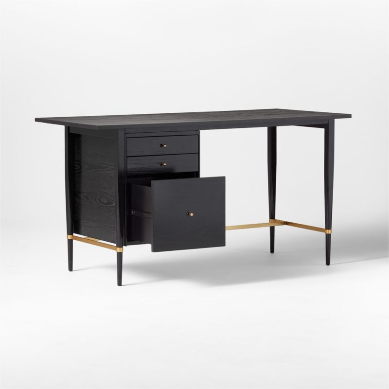 Connoisseur Ebonized Wood Desk with Drawers - Image 4