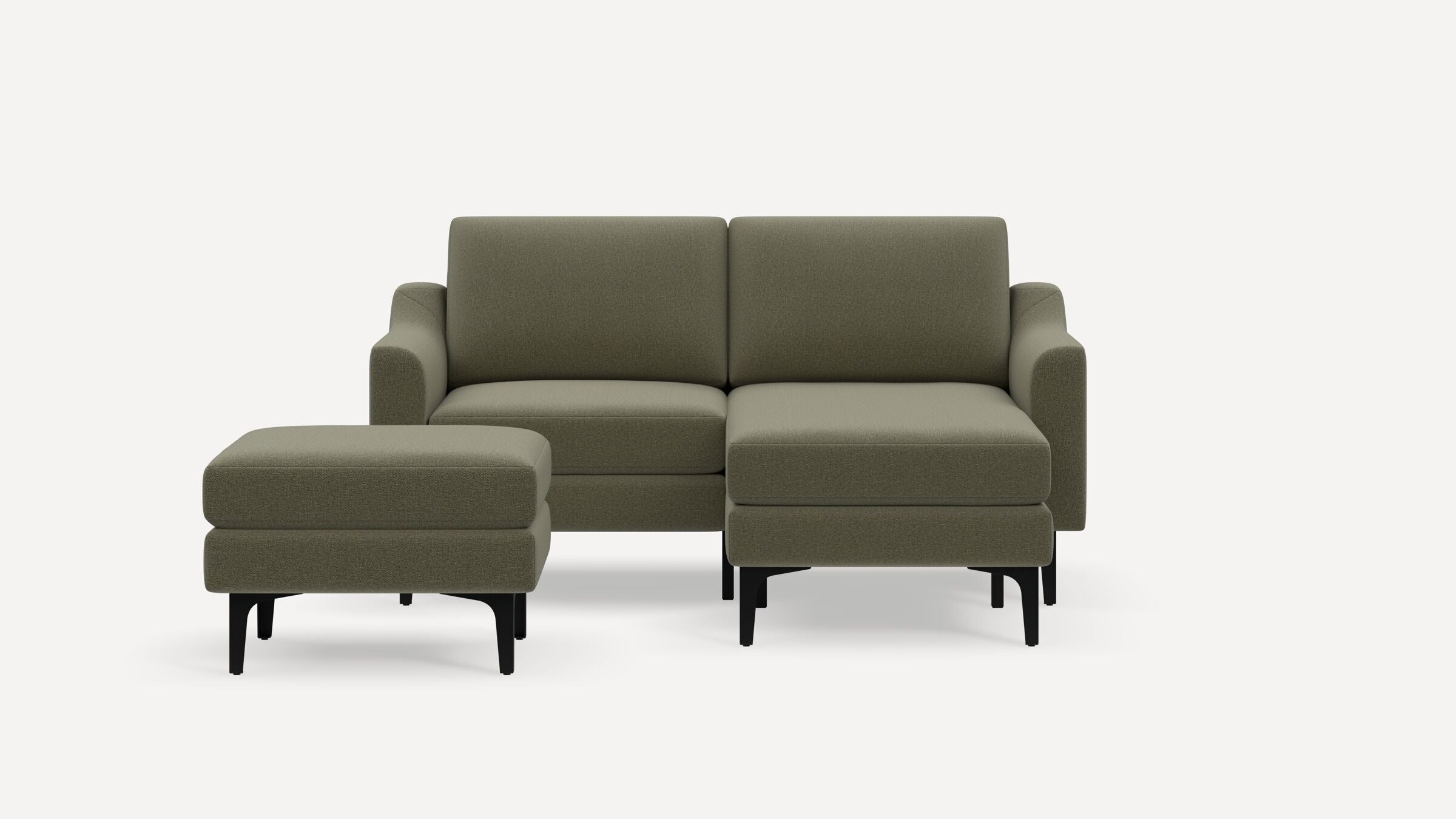 Nomad Loveseat with Chaise and Ottoman - Moss Green - Performance Flatweave / Black - Metal / Slope - Image 0