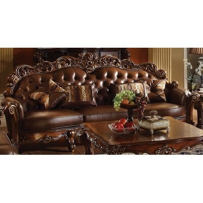 Lovemore Faux Leather Rolled Arm Sofa - Image 0