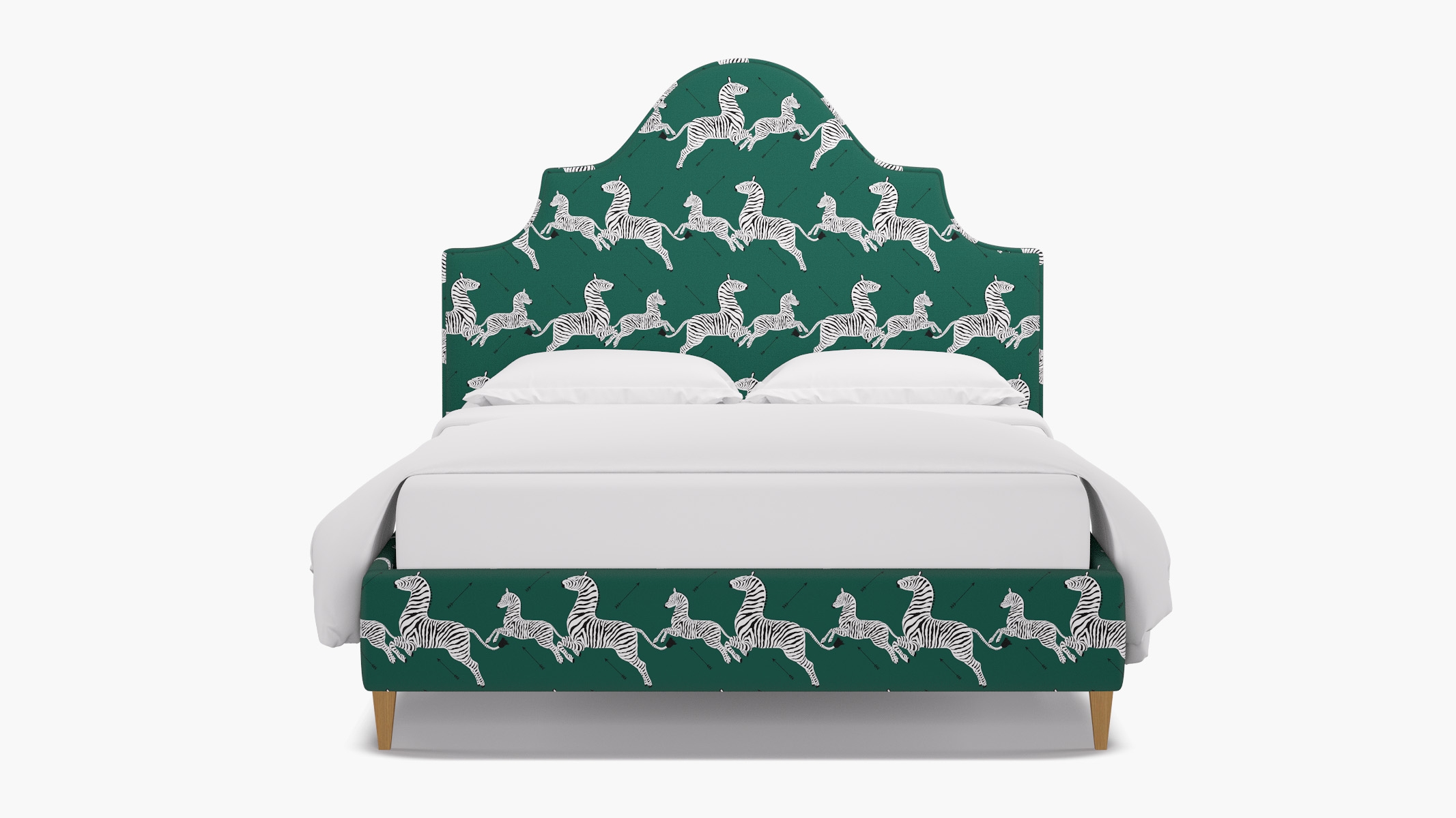Statement Bed, Emerald Zebra, Natural Square Tapered Leg, Twin - Image 0