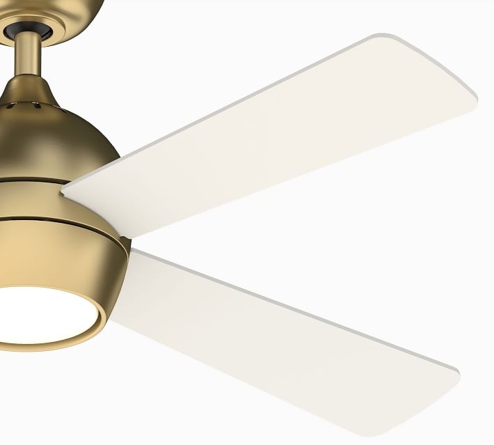 Kwad Ceiling Fan, Brushed Satin Brass With Matte White Blades, 44" - Image 2