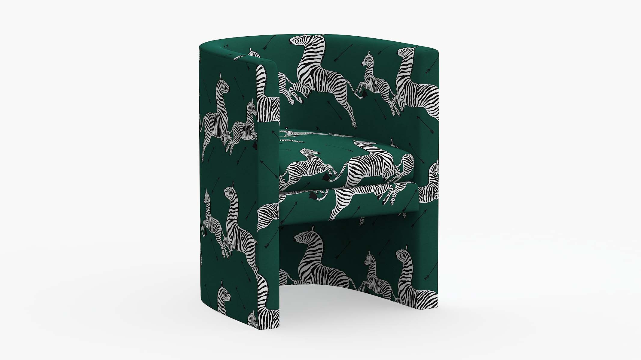 Barrel Back Dining Chair, Emerald Zebra - Image 0