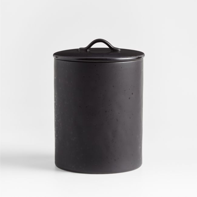 Marin Large Matte Black Stoneware Canister - Image 0