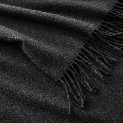 Solid Cashmere Throw, 50" X 65", Black - Image 1