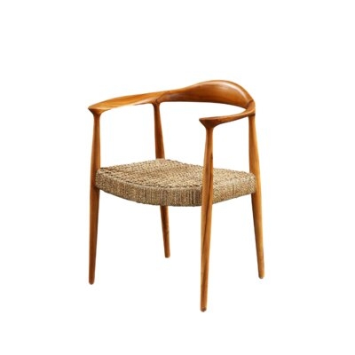 Bayne Solid Wood Wishbone Arm Chair in Brown - Image 0