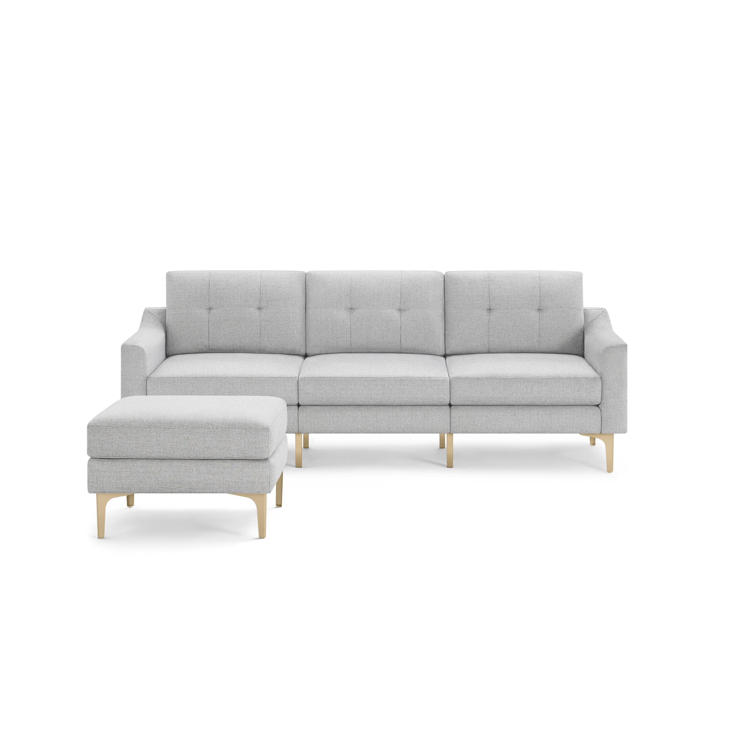 Nomad Sofa with Ottoman - Crushed Gravel - Performance Chenille / Brass - Metal / Slope - Image 0