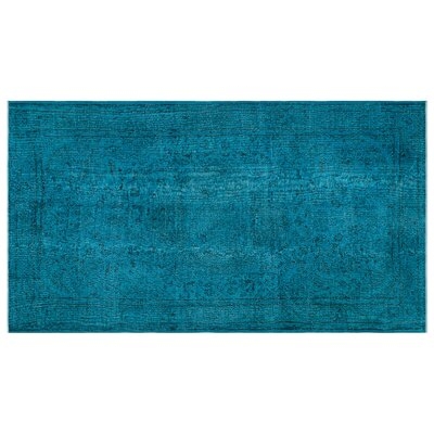 One-of-a-Kind Hand-Knotted 1960s Turkish Turquoise 5'4" x 9'8" Area Rug - Image 0